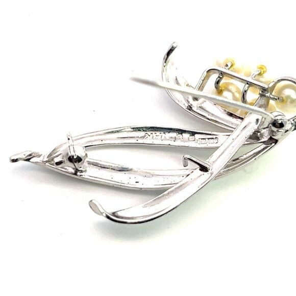 Mikimoto Estate Akoya Pearl Brooch 6.40-5.30 mm Silver M376 - Picture 6 of 9